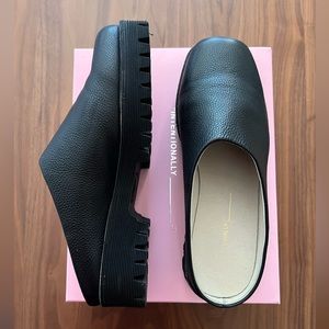 Intentionally Blank Rise Up Lug Sole Slip On Black Pebbled Leather Loafer Sz 10